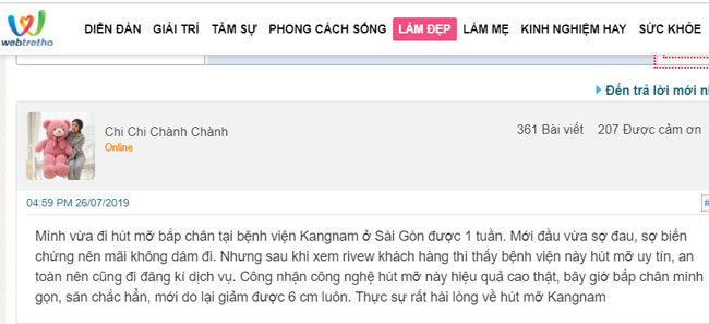 hút mỡ bắp chân webtretho