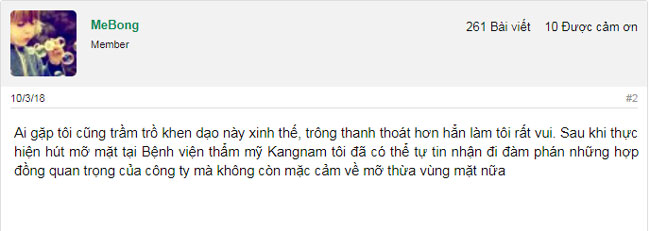 Cảm nhận của khách hàng sau khi hút mỡ nọng cằm tại Kangnam