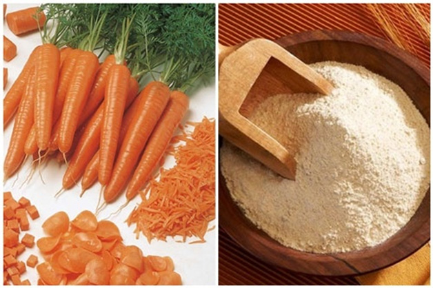 Kết hợp cà rốt với bột mì giúp nâng cao hiệu quả làm trắng, da sáng mịn hơn