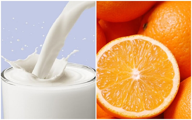 Làm sáng da toàn thân từ sữa tươi và cam