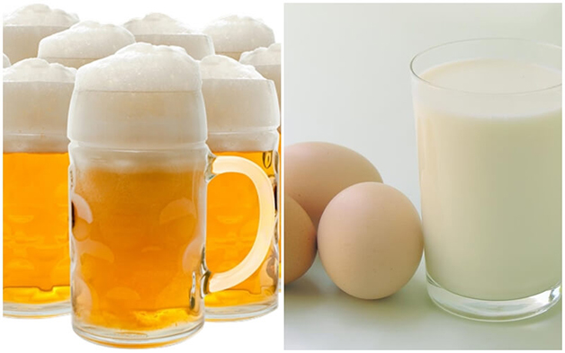 Tắm trắng bằng sữa tươi, bia và trứng gà tại nhà