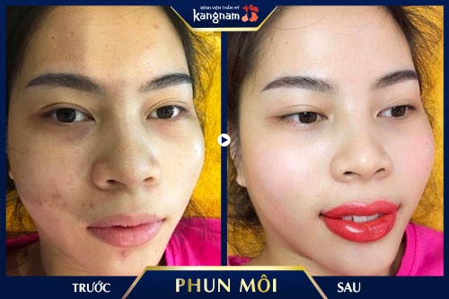 phun môi đỏ cam