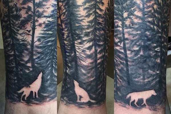 sói và rừng thông tattoo