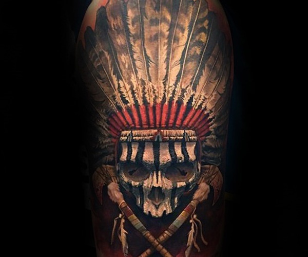 tattoo đầu lâu thổ dân đẹp