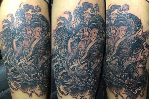 tattoo geisha và rồng đẹp