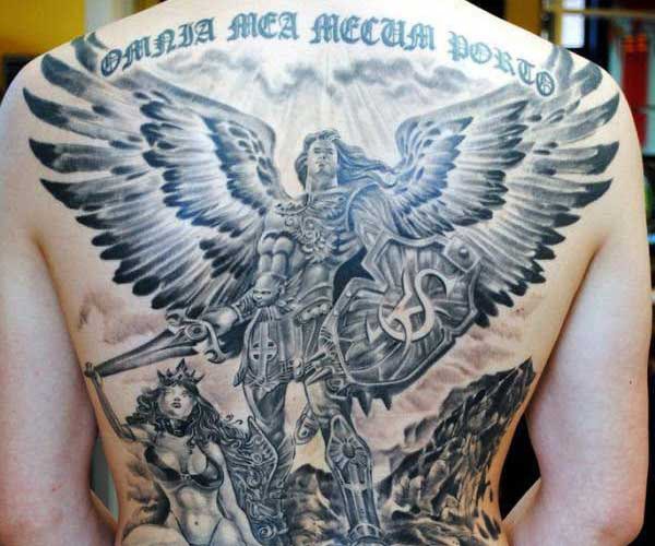 tattoo hình thiên thần michael