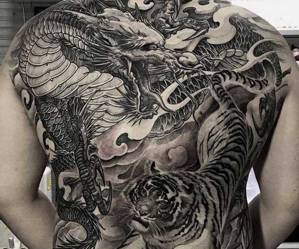 hình tattoo rồng và hổ