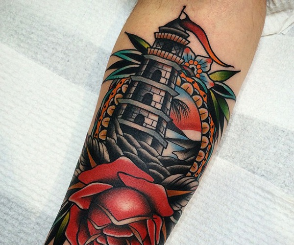lighthouse and flower tattoo ý nghĩa