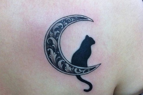 moon and cat tattoo