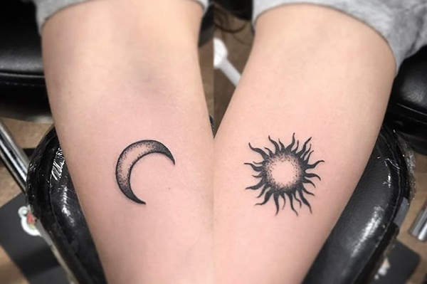 sun and moon tattoo cute