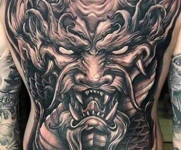 tattoo rồng mặt quỷ
