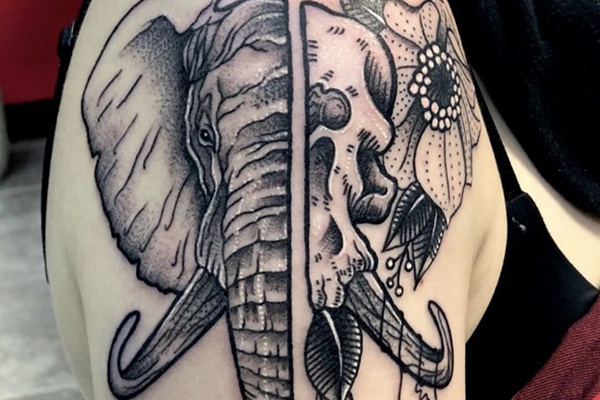 voi và đầu lâu tattoo