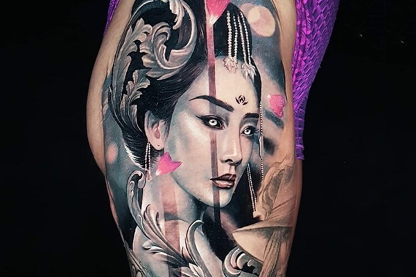 hình xăm geisha độc đáo