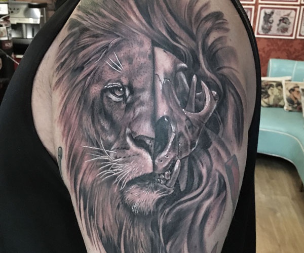 hình tattoo sư tử đầu lâu
