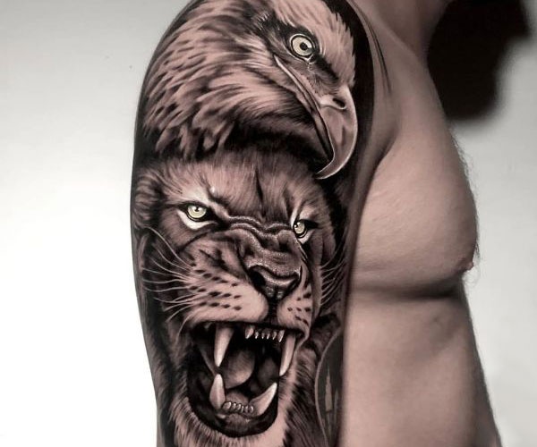 tattoo hình sư tử đại bàng