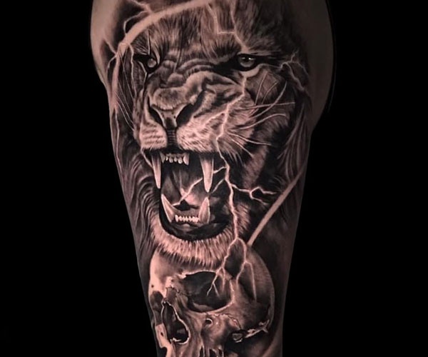 tattoo hình sư tử đầu lâu