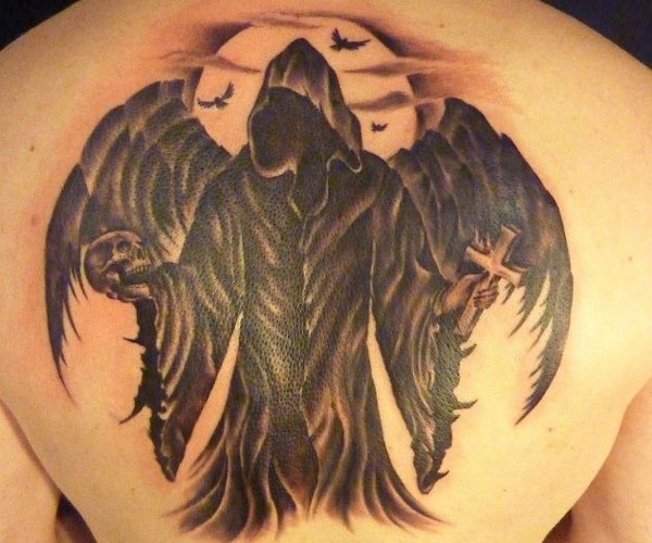tattoo hình thần chết có cánh
