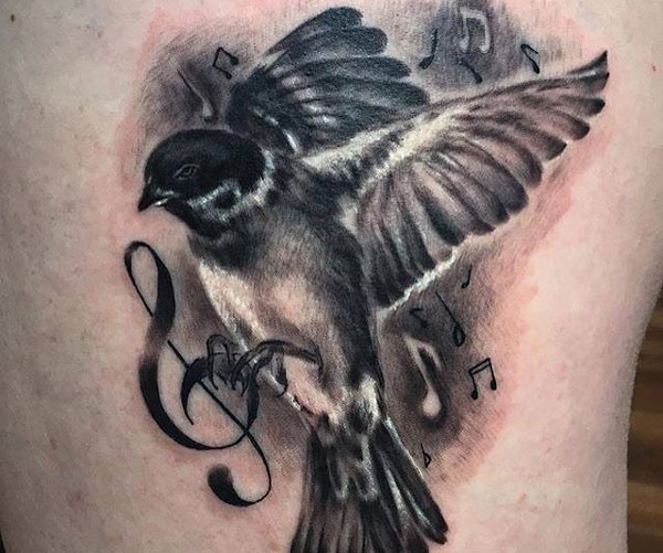 tattoo nốt nhạc chim