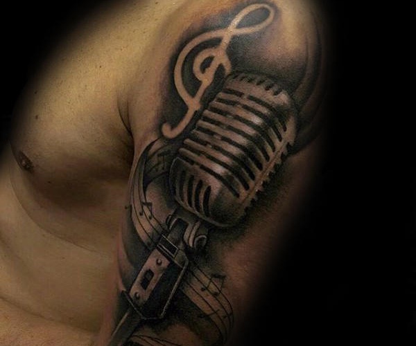 tattoo nốt nhạc microphone đẹp
