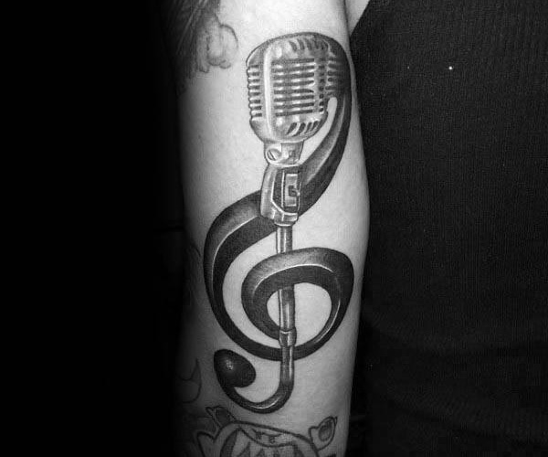 tattoo nốt nhạc microphone độc đáo