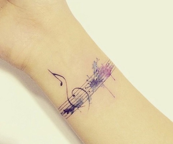 tattoo nốt nhạc nhiều màu