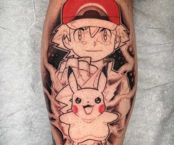 tattoo pikachu và ash cute