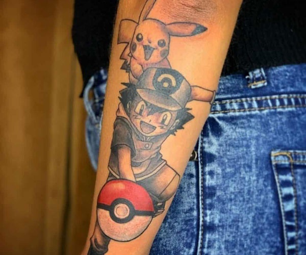 tattoo pikachu và ash đẹp