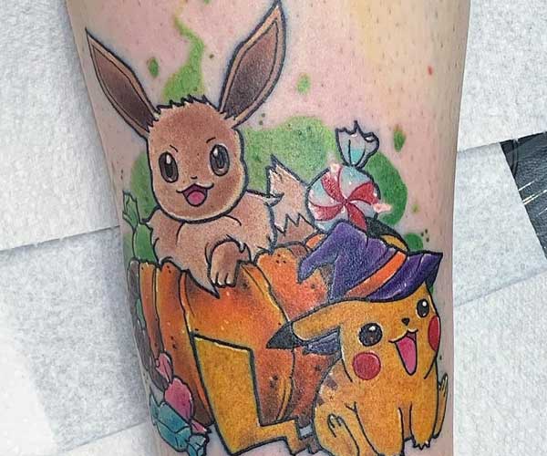 tattoo pikachu và eevee đẹp