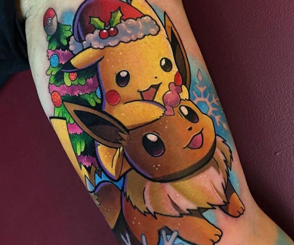 tattoo pikachu và eevee