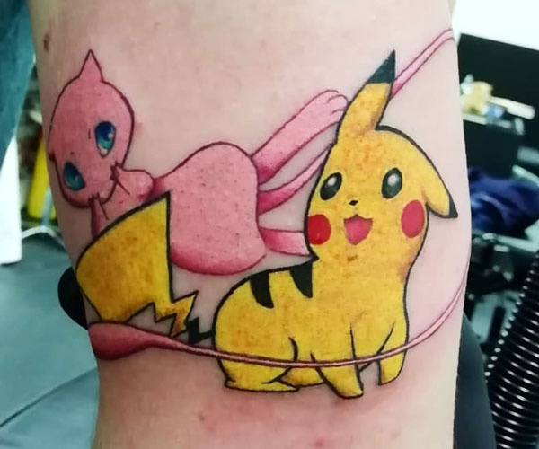 tattoo pikachu và mew cute