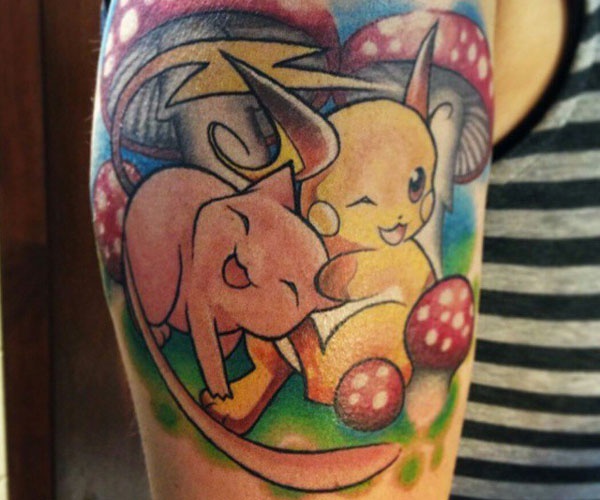 tattoo pikachu và mew độc đáo