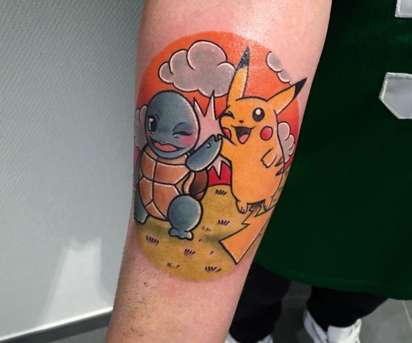 tattoo pikachu và squirtle cute