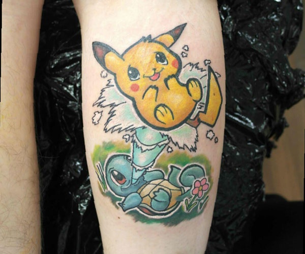 tattoo pikachu và squirtle đẹp
