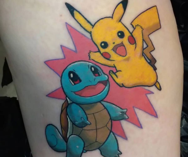 tattoo pikachu và squirtle xinh