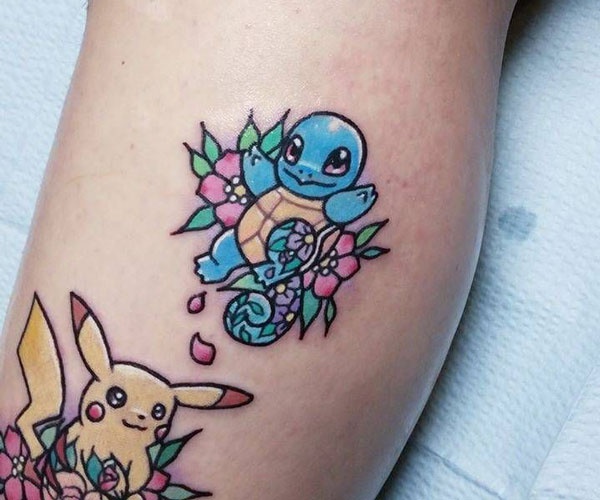tattoo pikachu và squirtle
