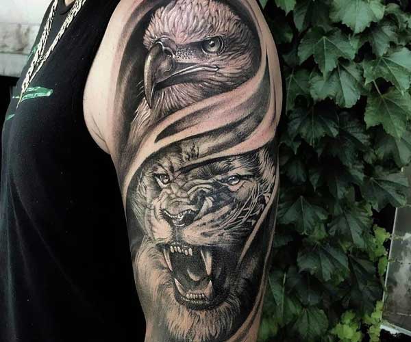 tattoo sư tử đại bàng đẹp