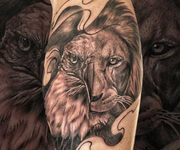 tattoo sư tử đại bàng
