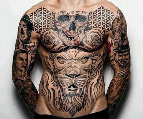 tattoo sư tử đầu lâu độc đáo