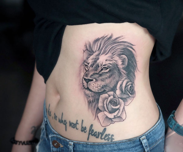 tattoo sư tử hoa hồng đẹp