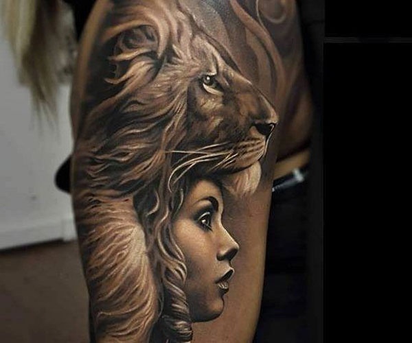 tattoo sư tử thiếu nữ 