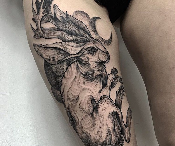 black rabbit tattoo cute