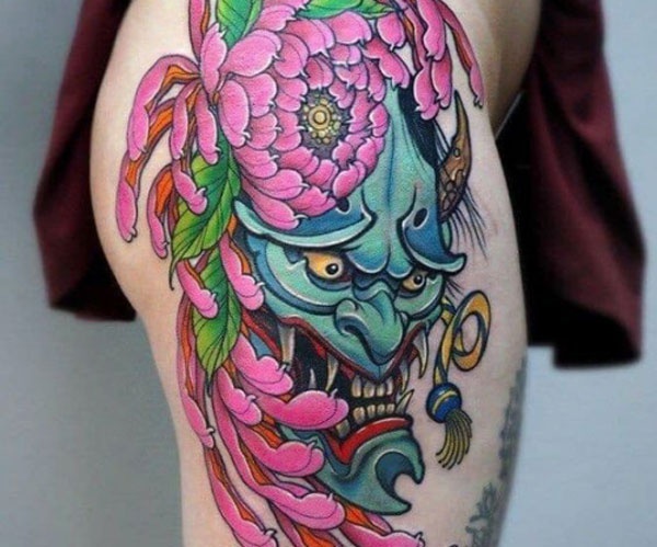 tattoo hoa vӑꞑ mặt quỷ 