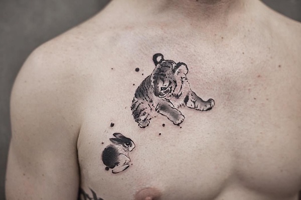 tattoo thỏ và hổ cute