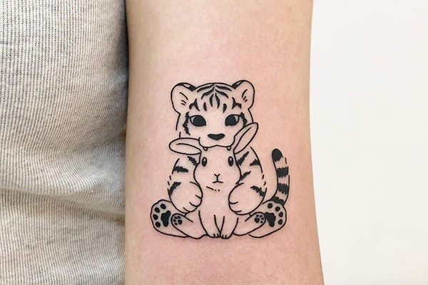 tattoo thỏ và hổ dễ thương