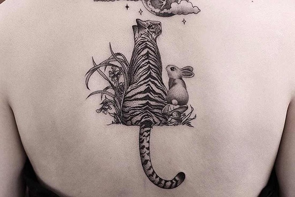 tattoo thỏ và hổ xinh