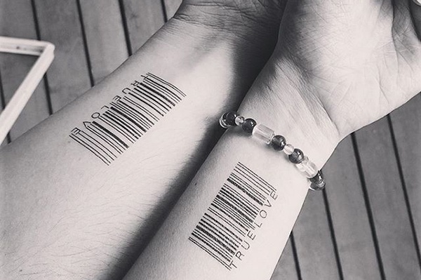 couple barcode tattoo dễ thương