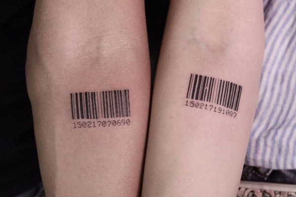 couple barcode tattoo