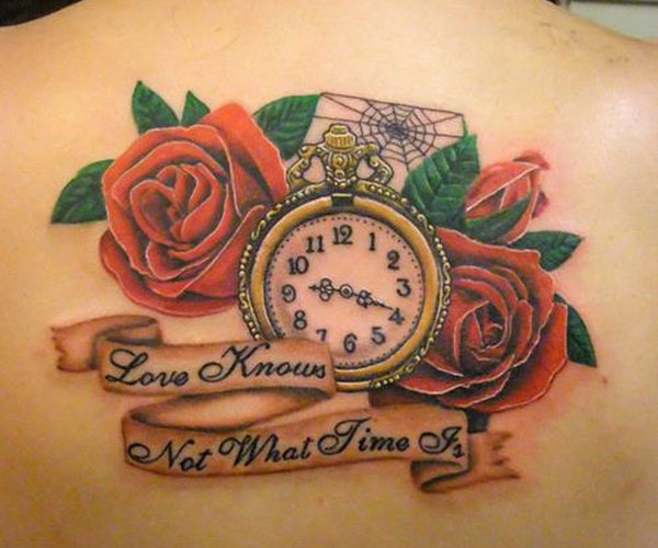 hình tattoo số la mã hoa hồng