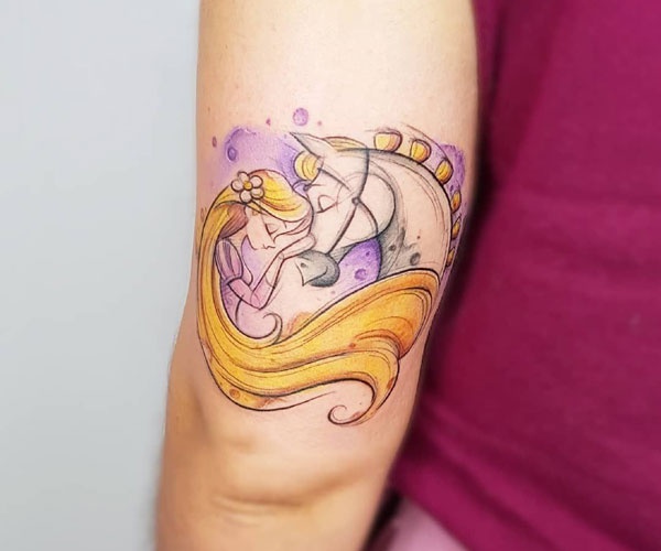 tattoo công chúa Rapunzel cute