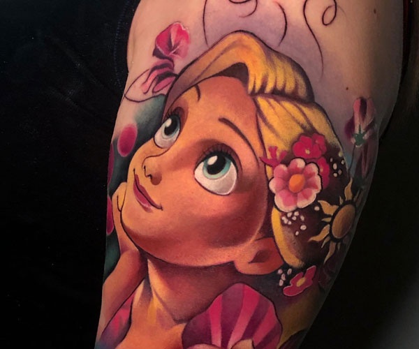 tattoo công chúa Rapunzel xinh
